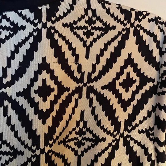 Silk Milly shirt dress, preppy printed navy blue and white, size 6 - Picture 9 of 9